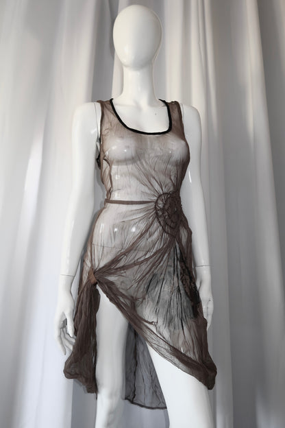 + Asymmetrical mesh tunic +