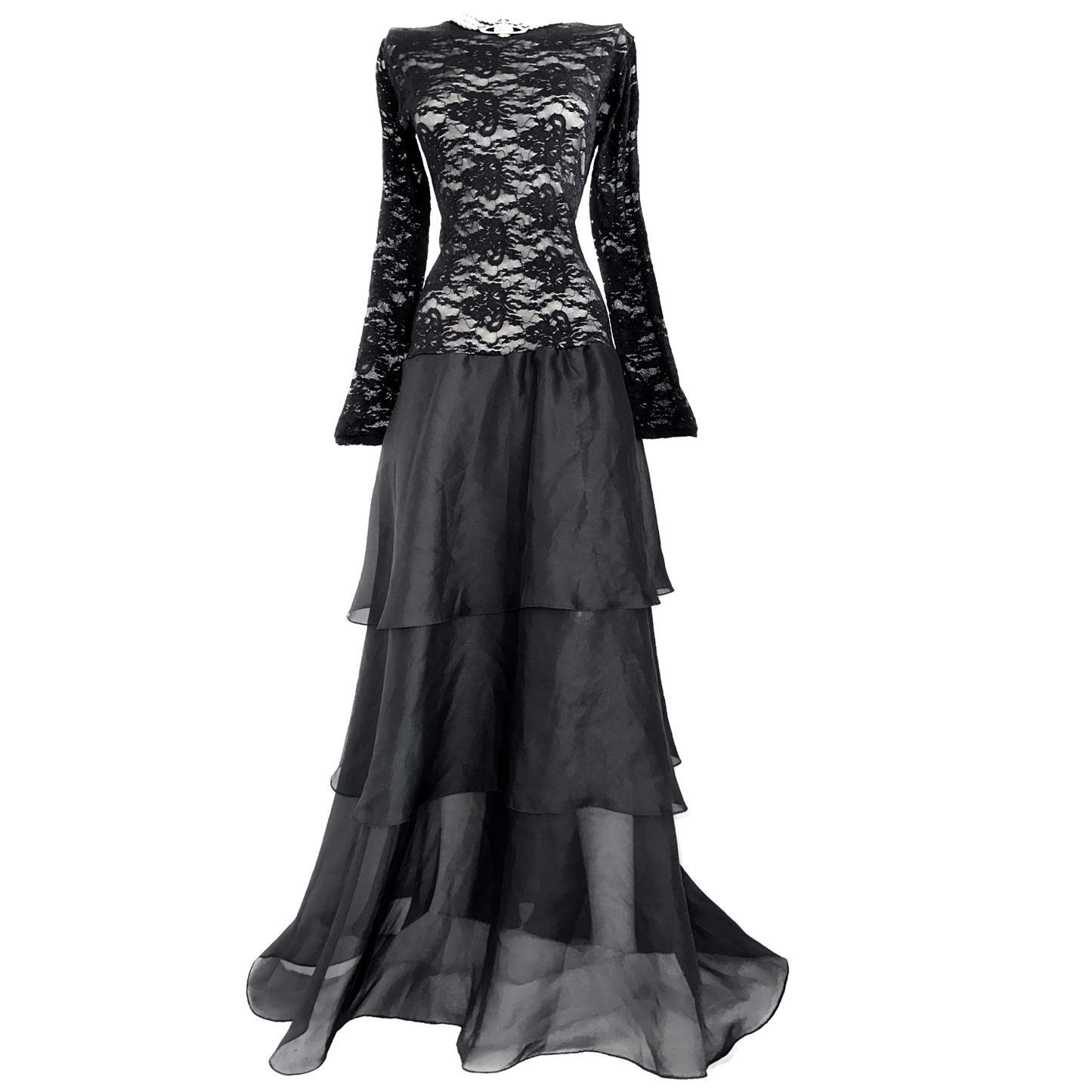 + Long lace mesh dress +