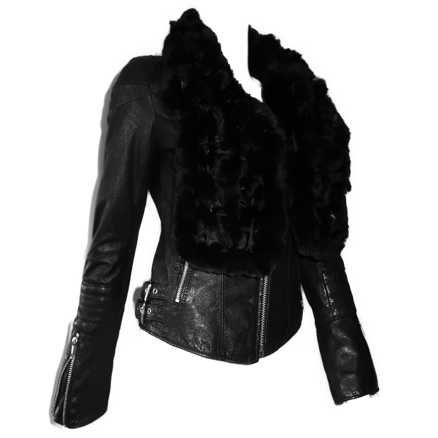 + Leather biker jacket +