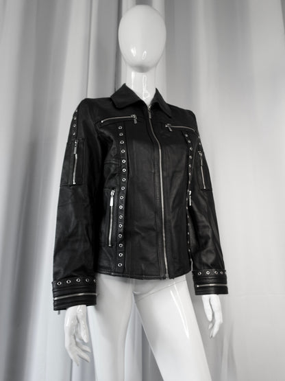 + Studded leather jacket +