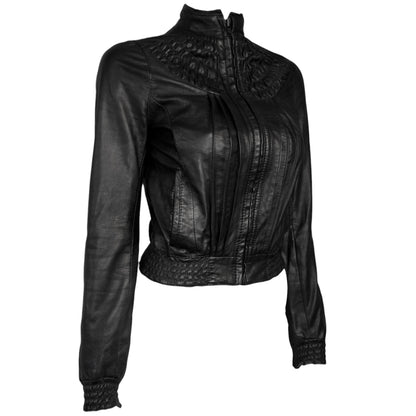 + Pleated leather jacket +
