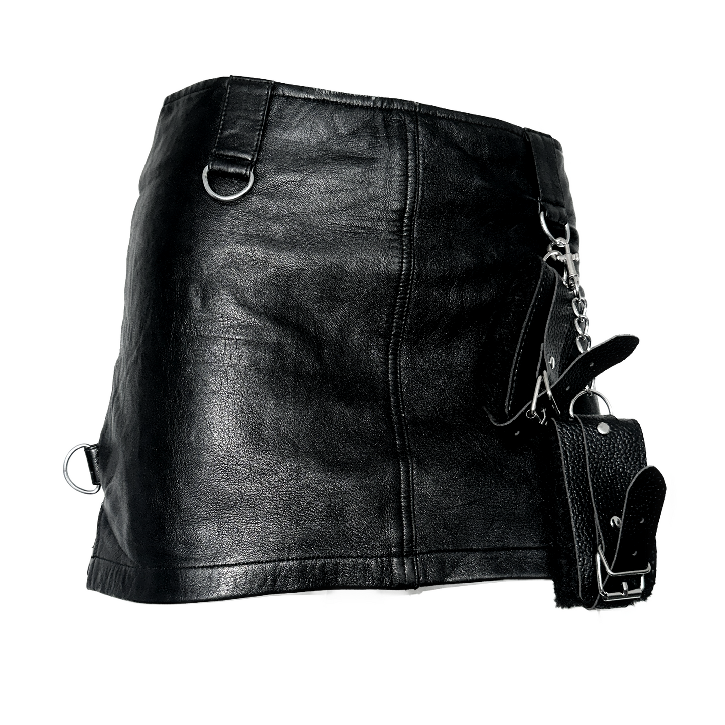 + Leather mini skirt +