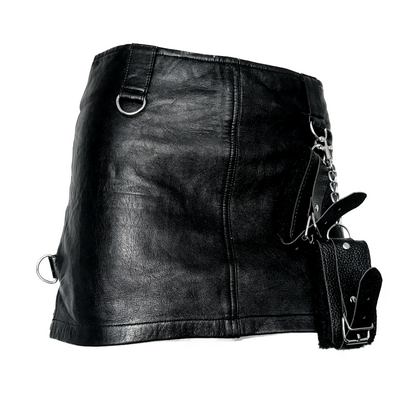 + Leather mini skirt +