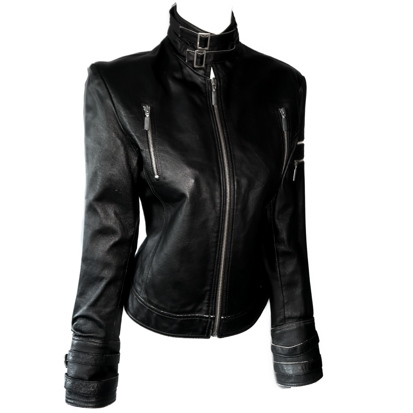 + Leather biker jacket +
