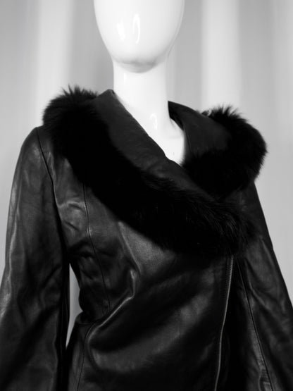 + Asymmetrical real leather jacket +