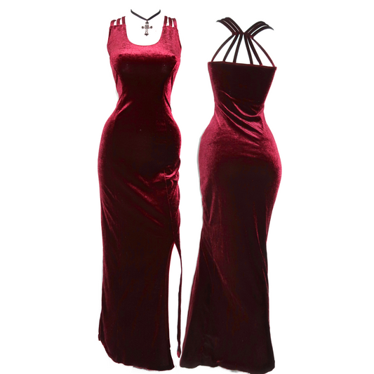 + Red velvet dress +