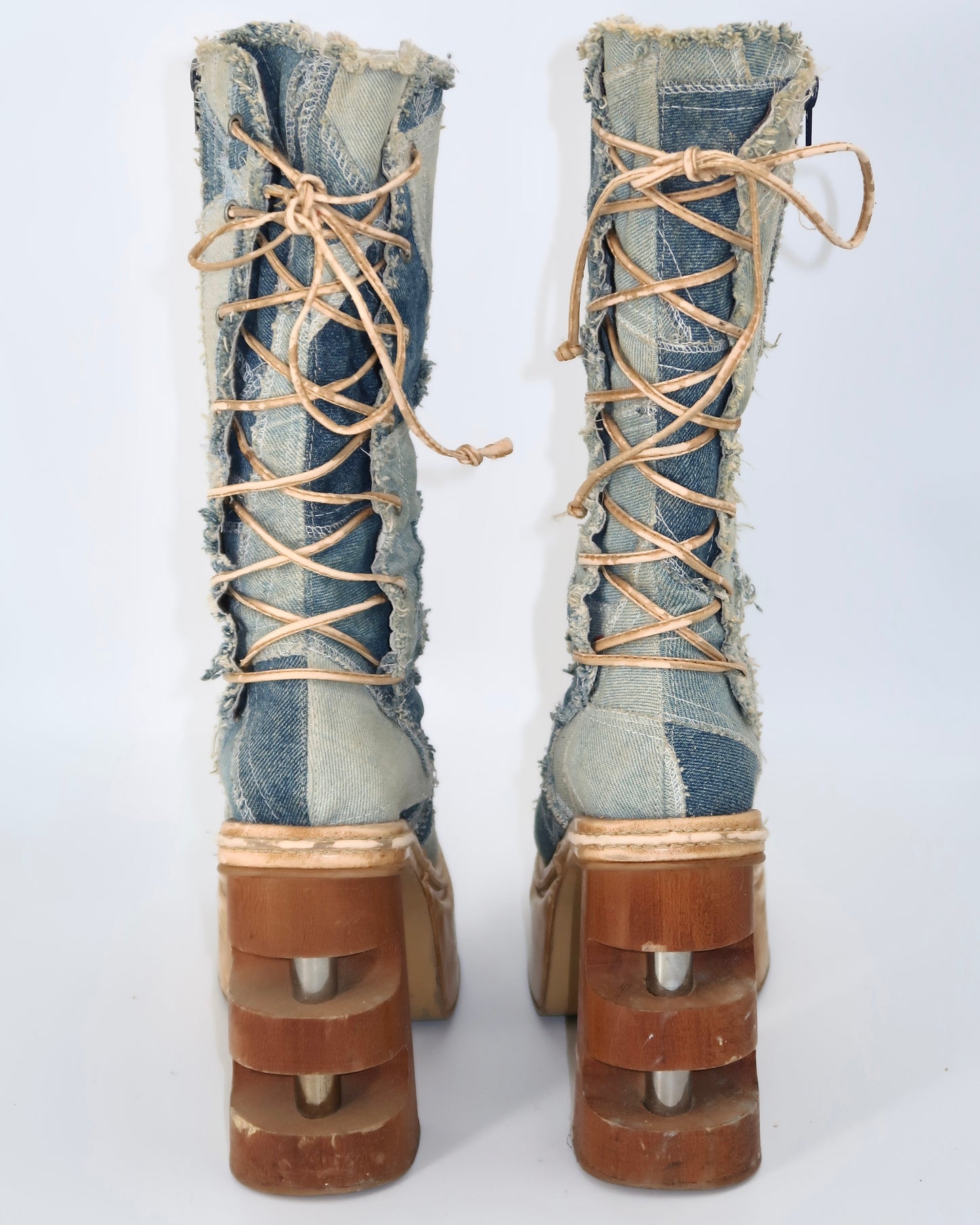 + Denim Platform Boots +
