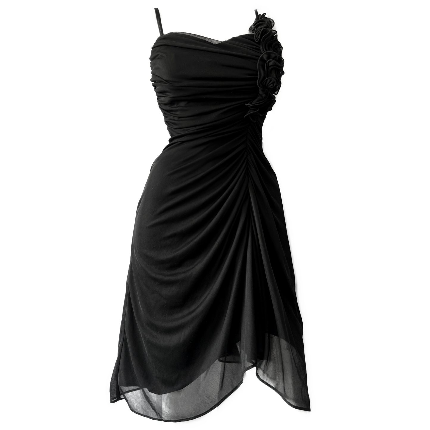 + Asymmetrical mesh dress +