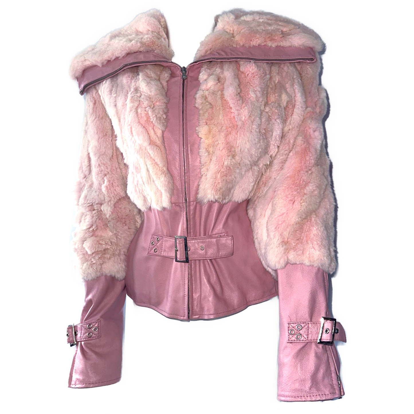 + Pink leather jacket +