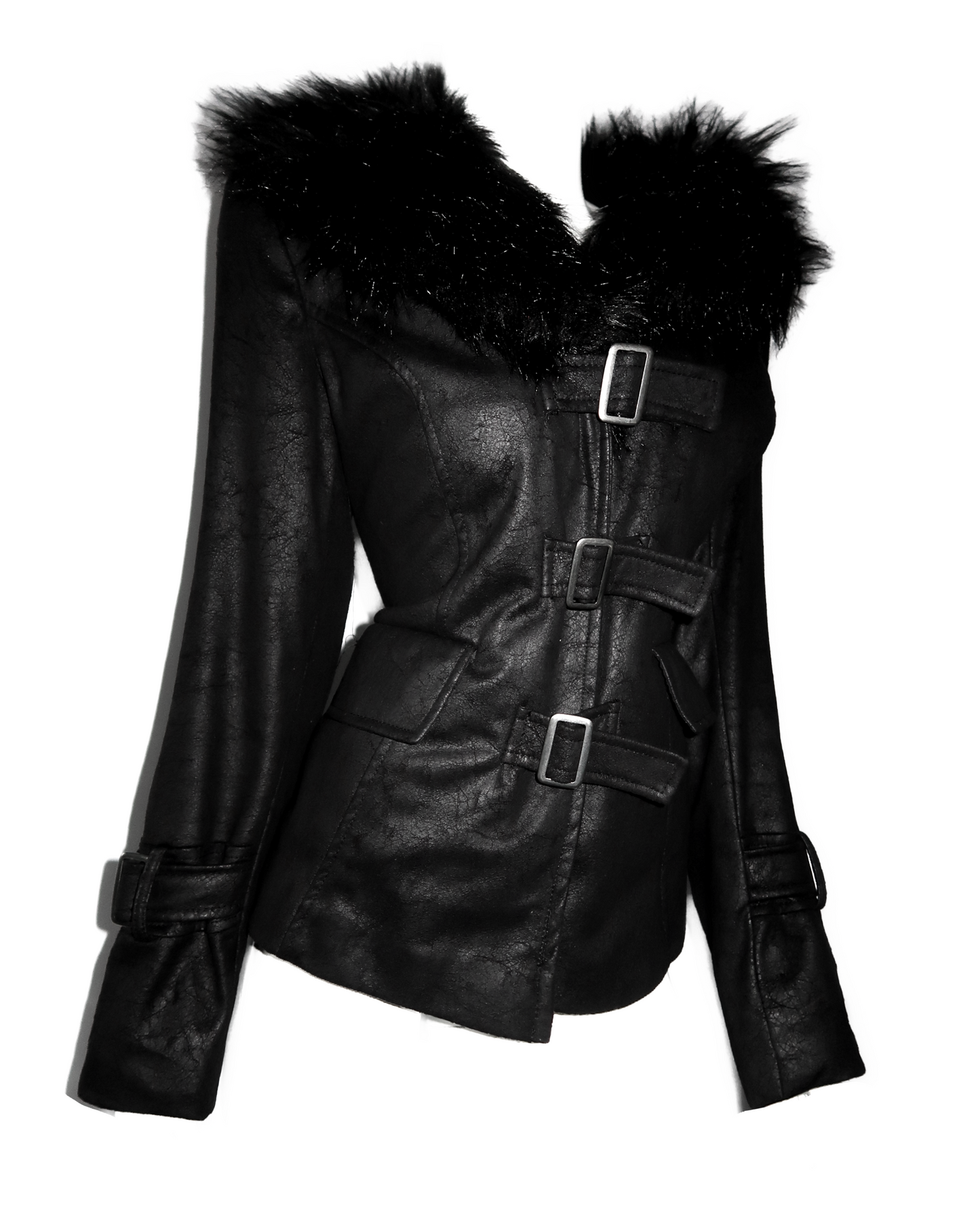 + Clasp faux fur coat +