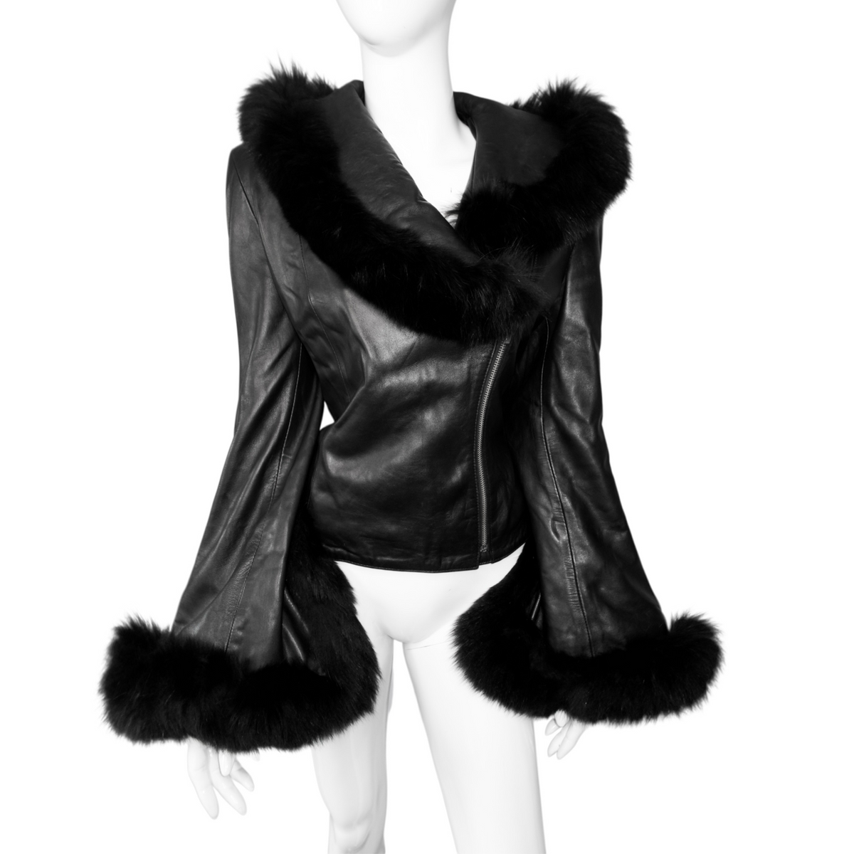 + Asymmetrical real leather jacket +
