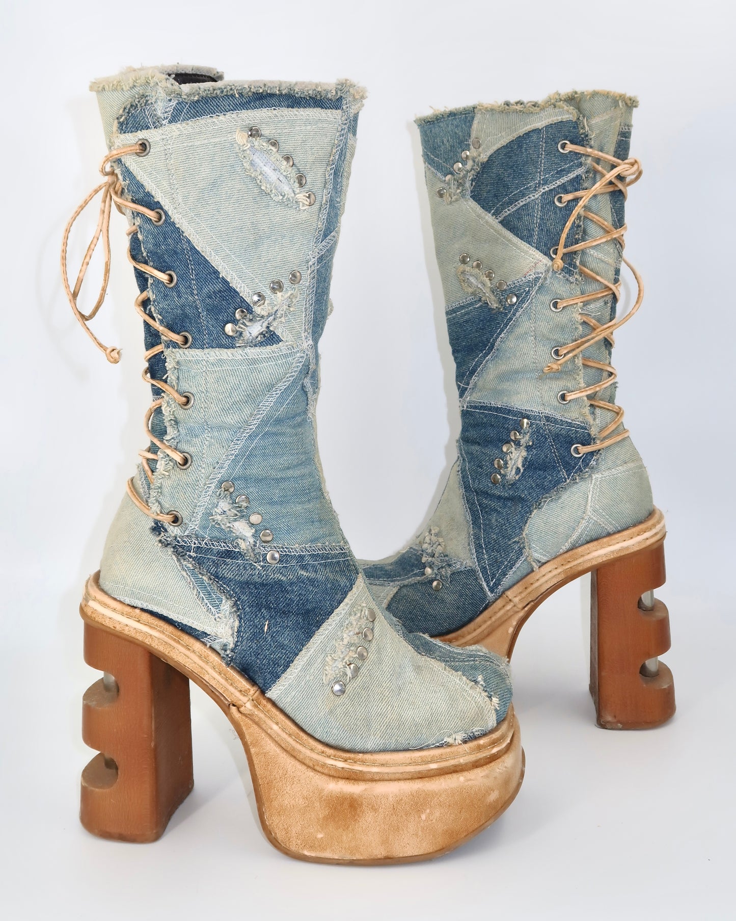 + Denim Platform Boots +