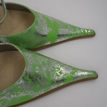 + Vintage silver and green heels +