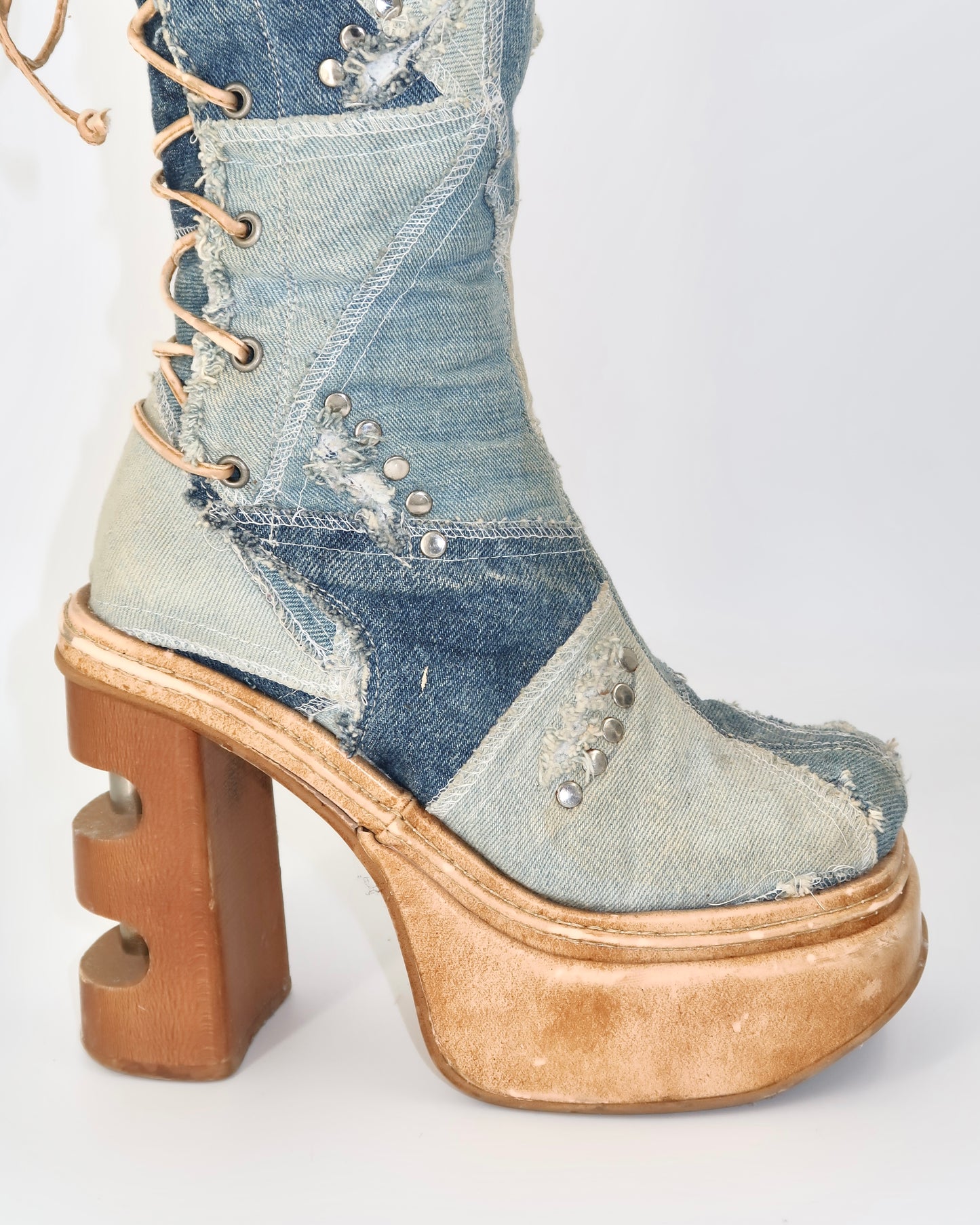 + Denim Platform Boots +