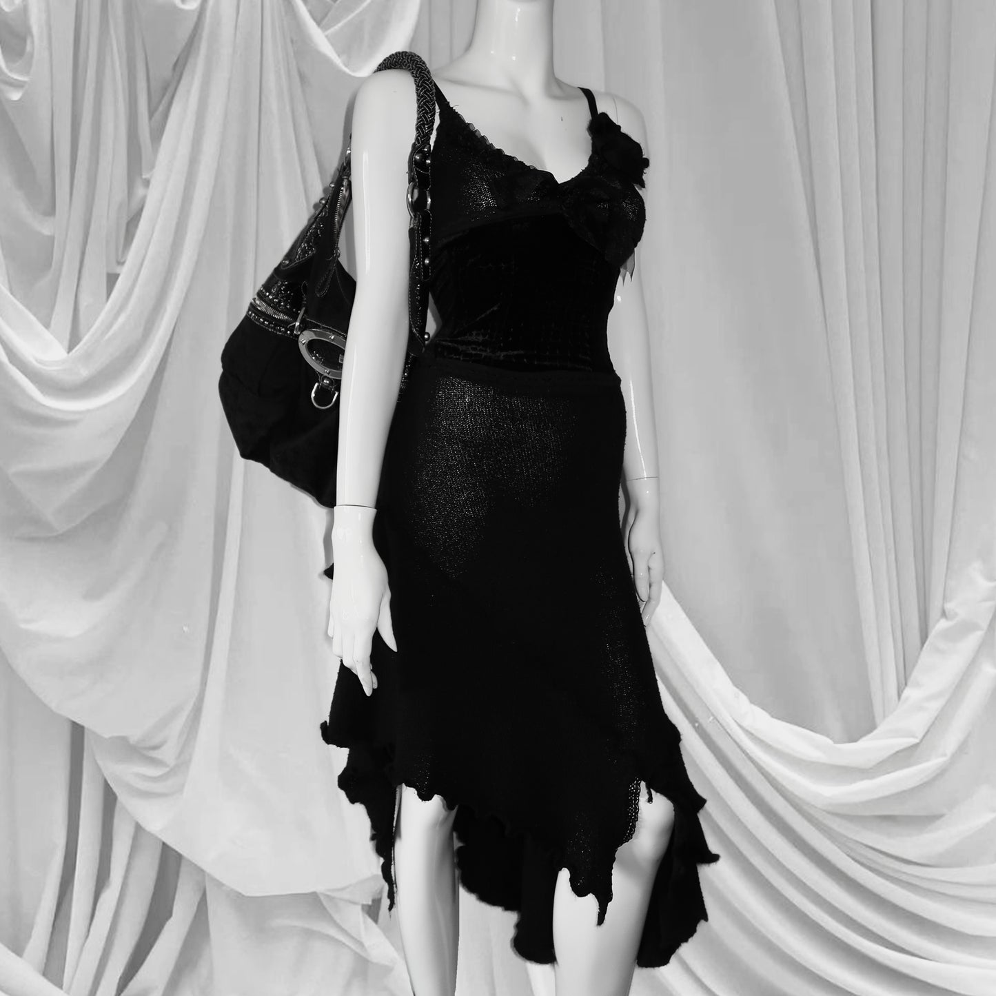 + Asymmetrical knit dress +