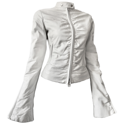 + Drapery leather white jacket +