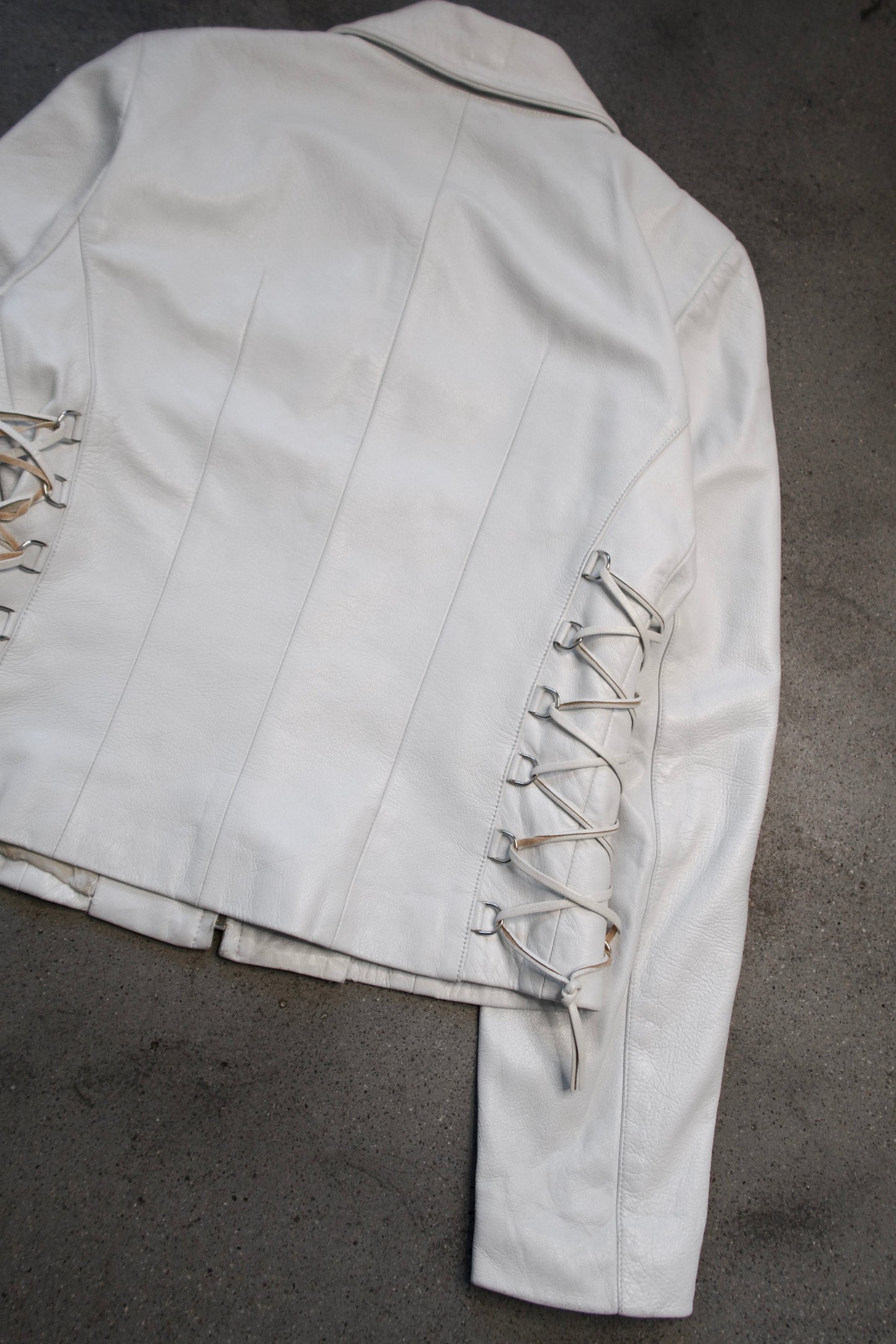 + White leather lace up jacket +