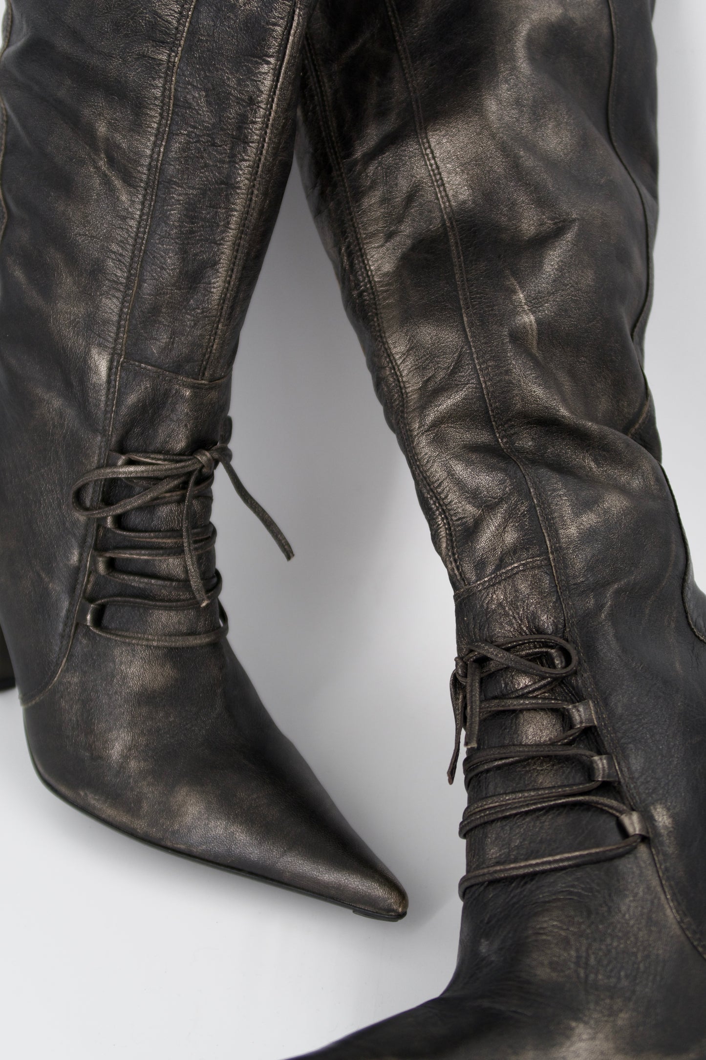 + Vintage bronze high heel boots +