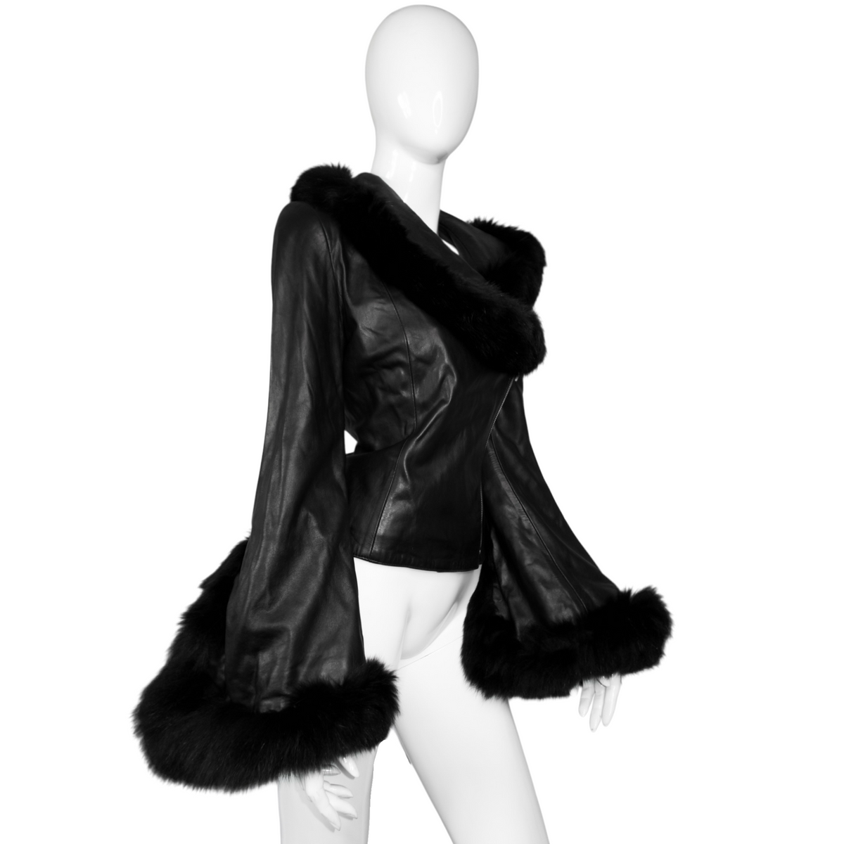 + Asymmetrical real leather jacket +