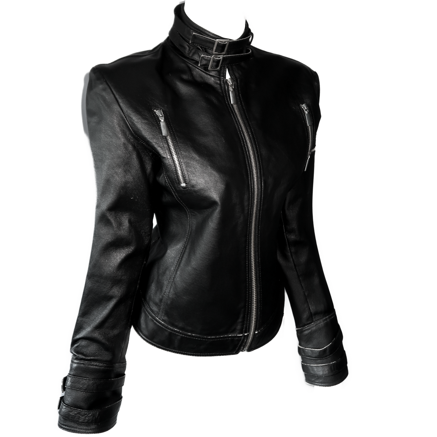 + Leather biker jacket +
