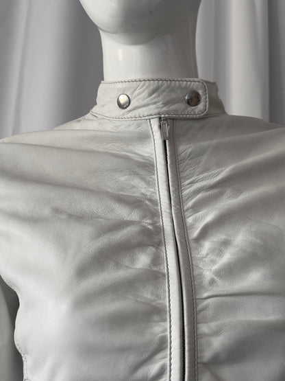 + Drapery leather white jacket +