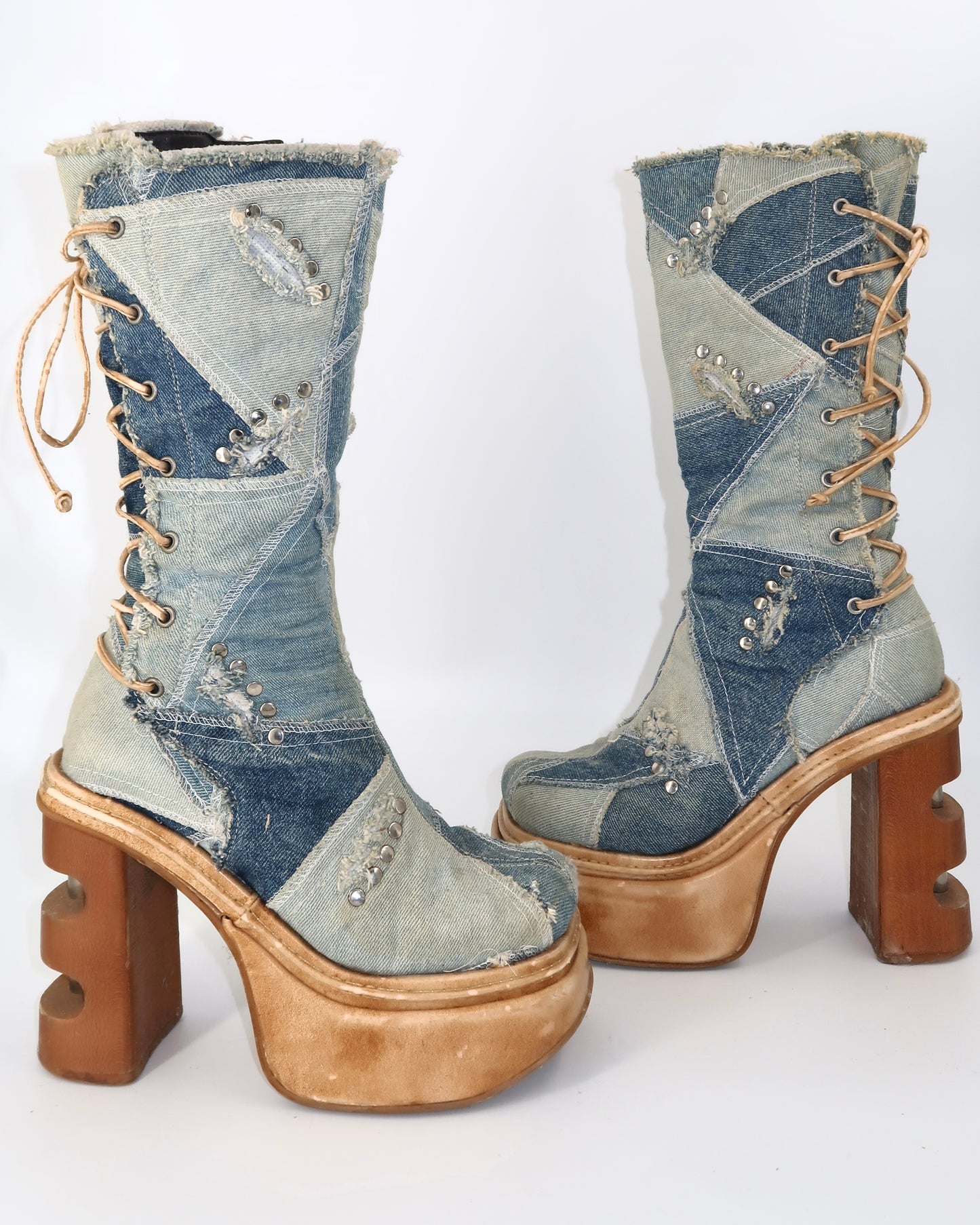 + Denim Platform Boots +