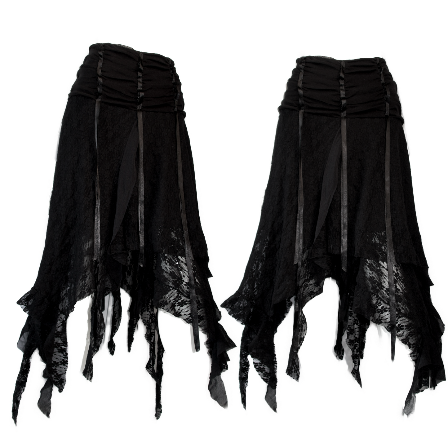 + Asymmetrical lace skirt +