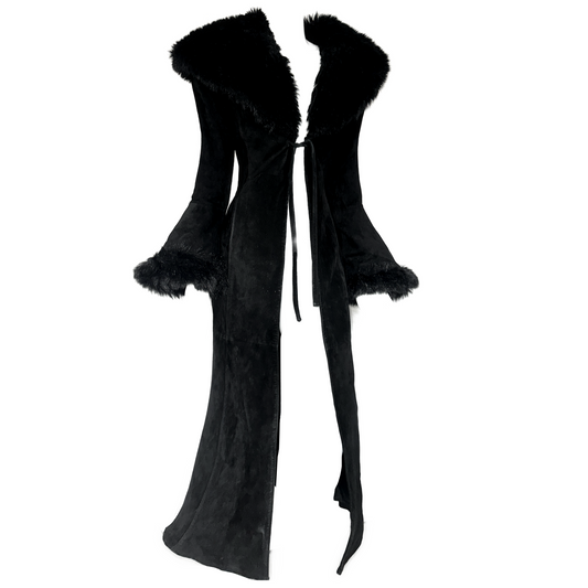 + Long leather coat +