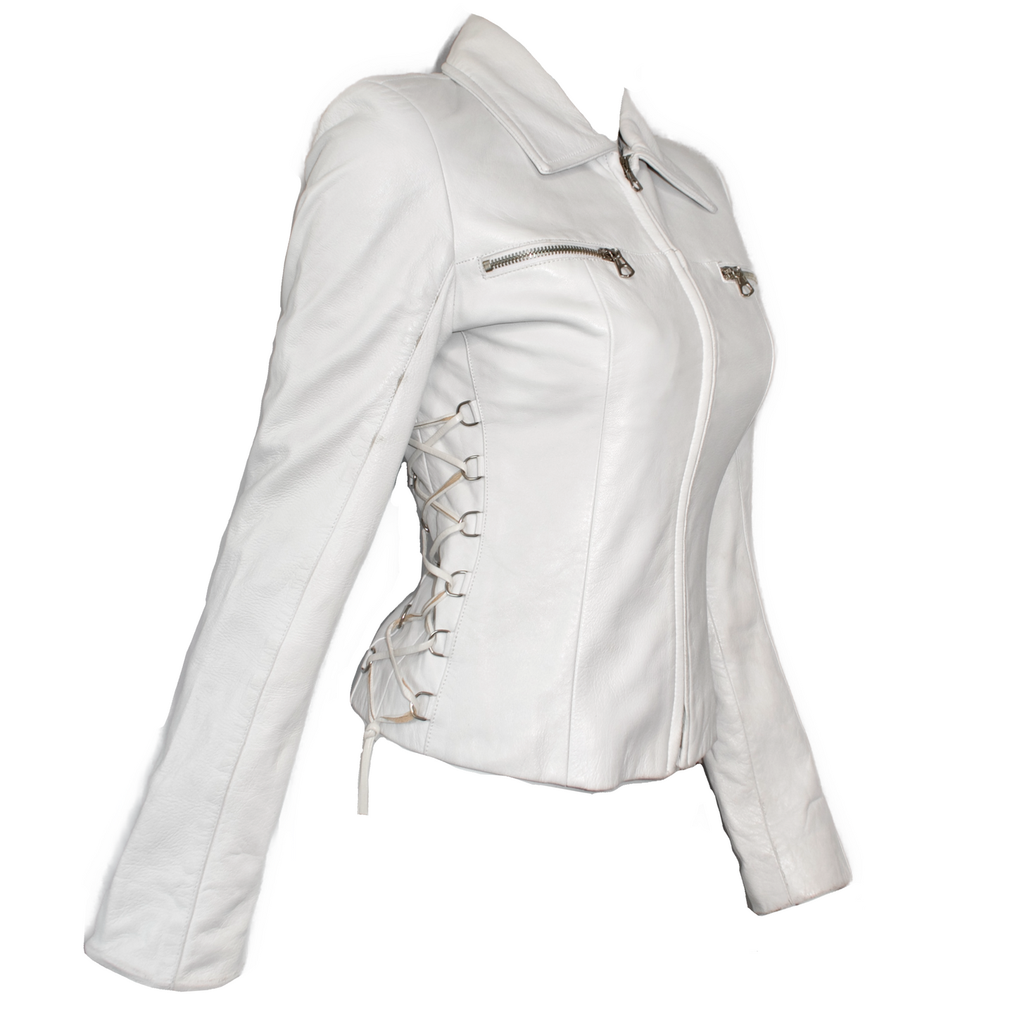 + White leather lace up jacket +