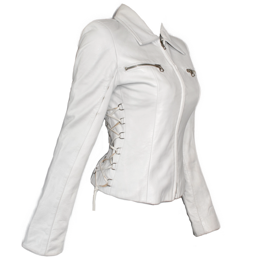 + White leather lace up jacket +