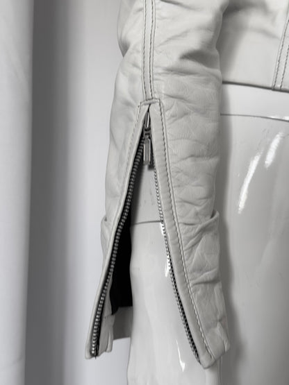 + Drapery leather white jacket +