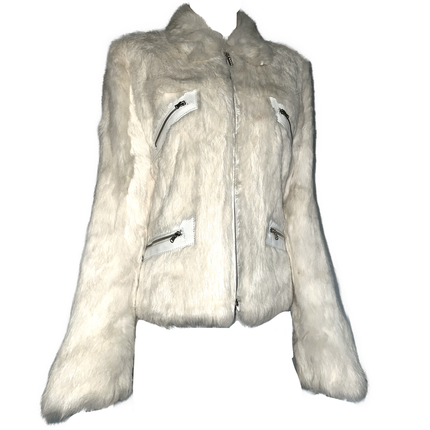 + White fur leather jacket +