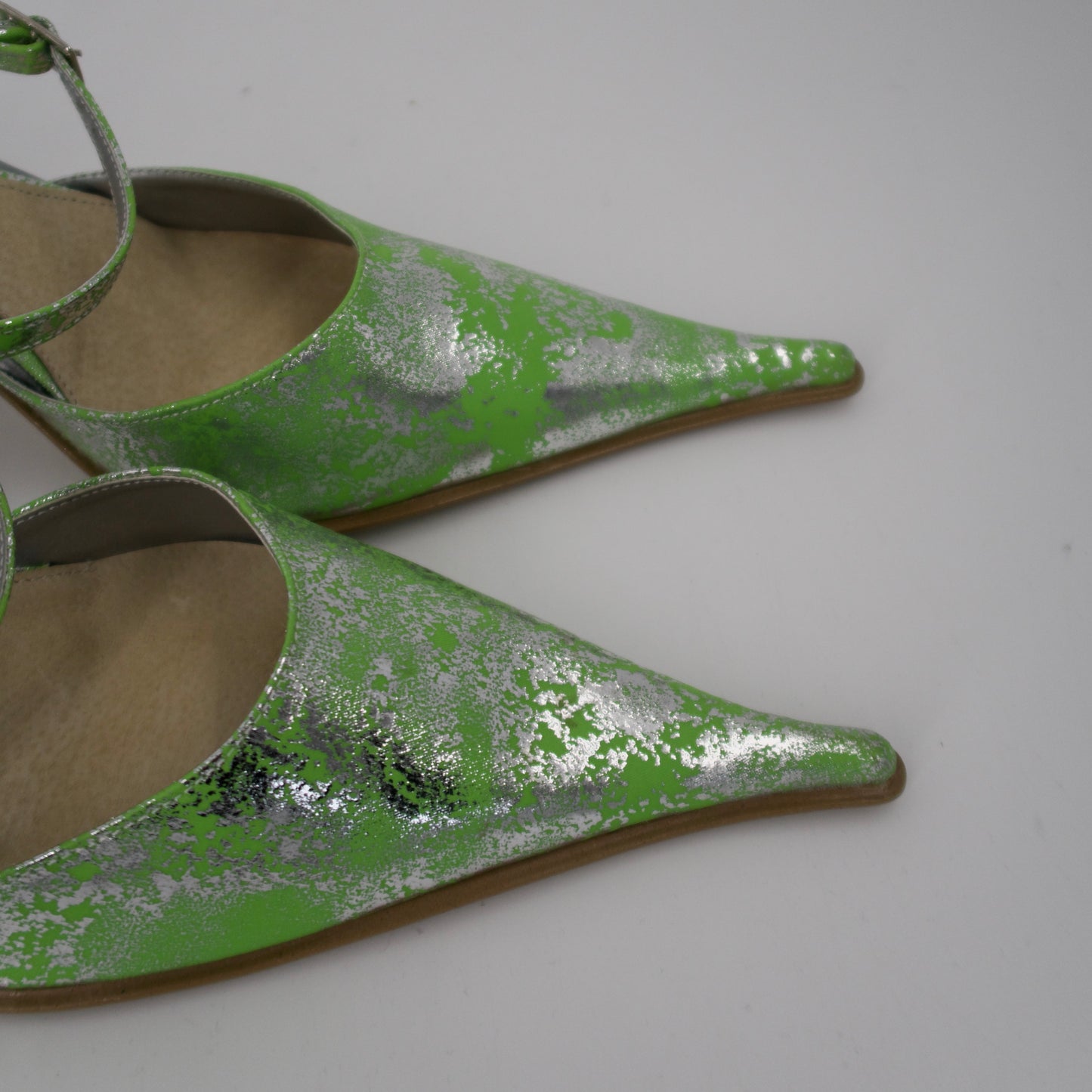 + Vintage silver and green heels +