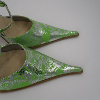 + Vintage silver and green heels +