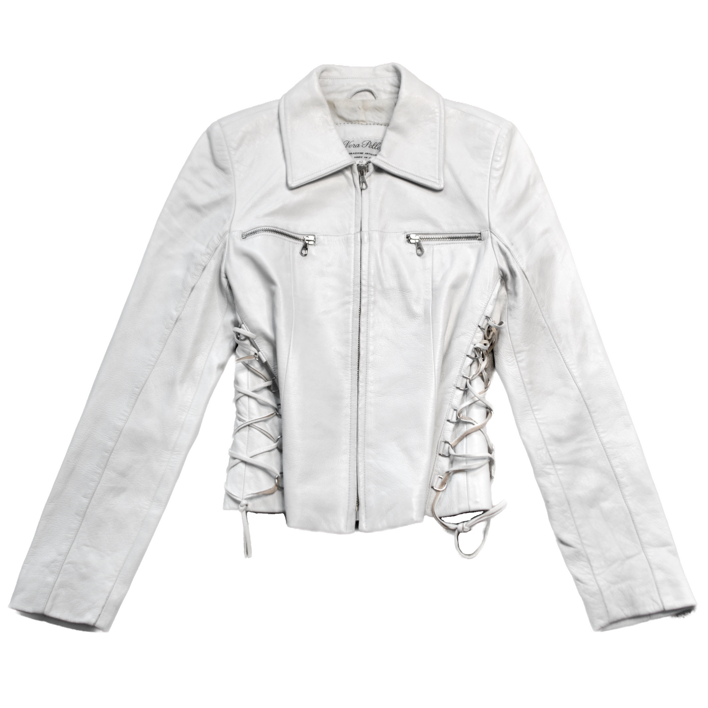 + White leather lace up jacket +