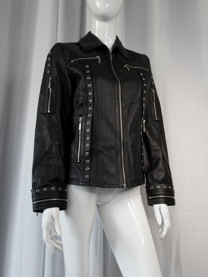 + Studded leather jacket +