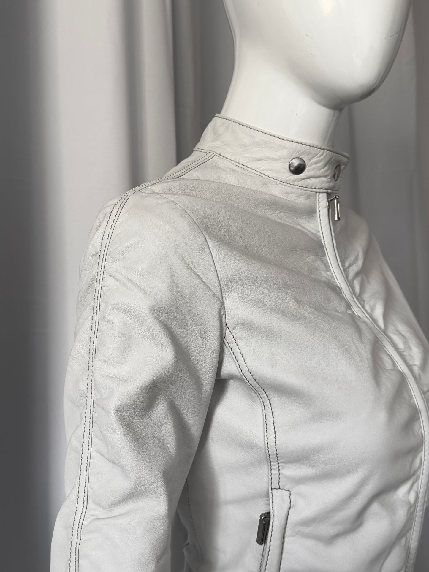 + Drapery leather white jacket +