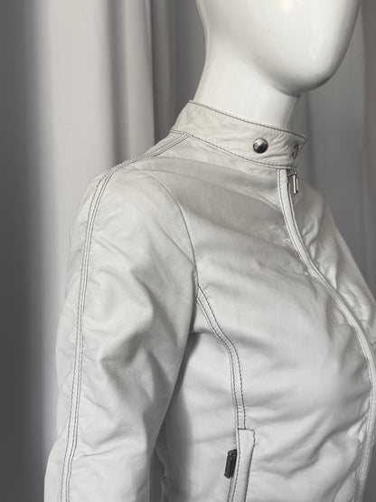 + Drapery leather white jacket +