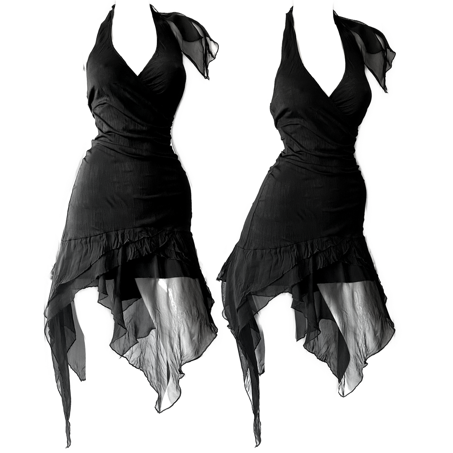 + Asymmetrical mesh dress +