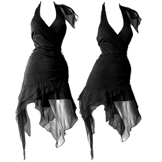 + Asymmetrical mesh dress +