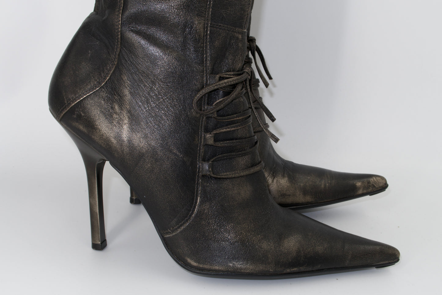 + Vintage bronze high heel boots +