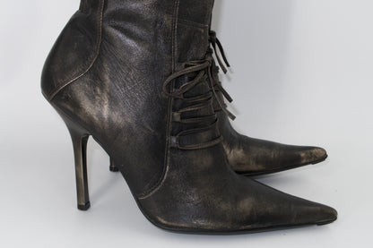 + Vintage bronze high heel boots +