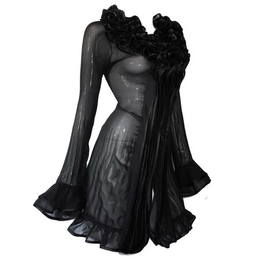 + Mesh ruffle dress +