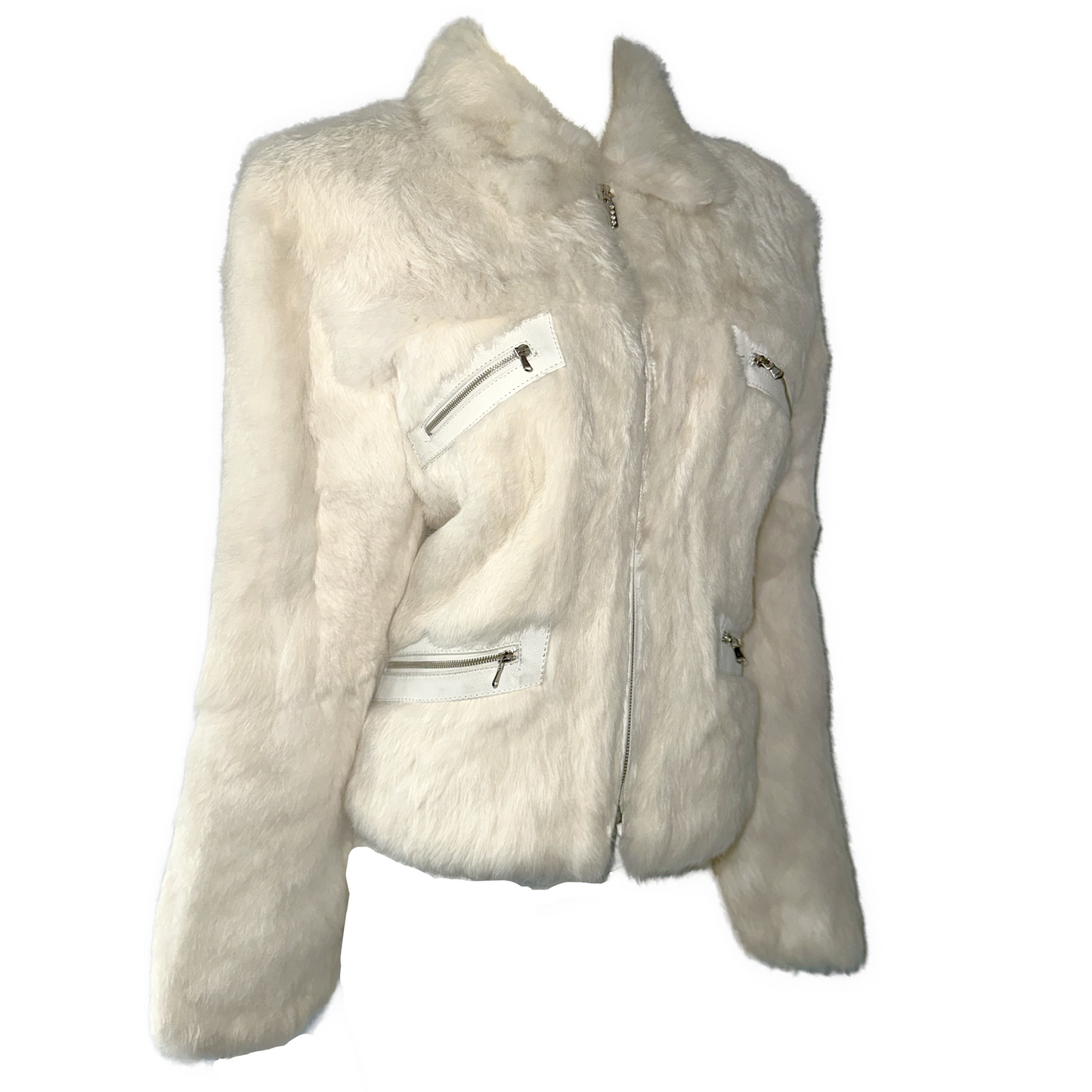 + White fur leather coat +
