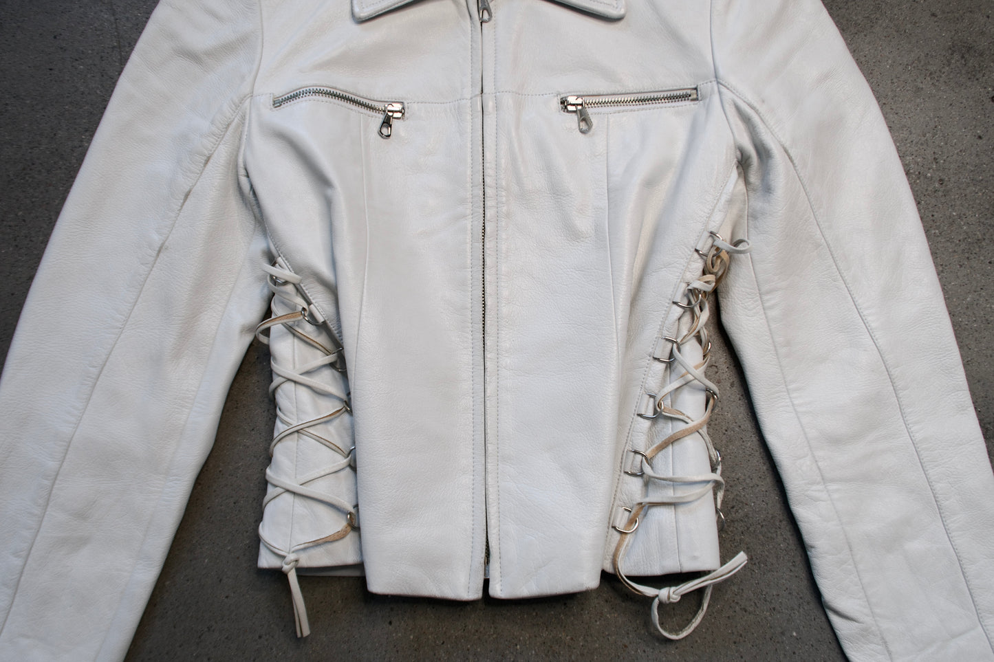 + White leather lace up jacket +