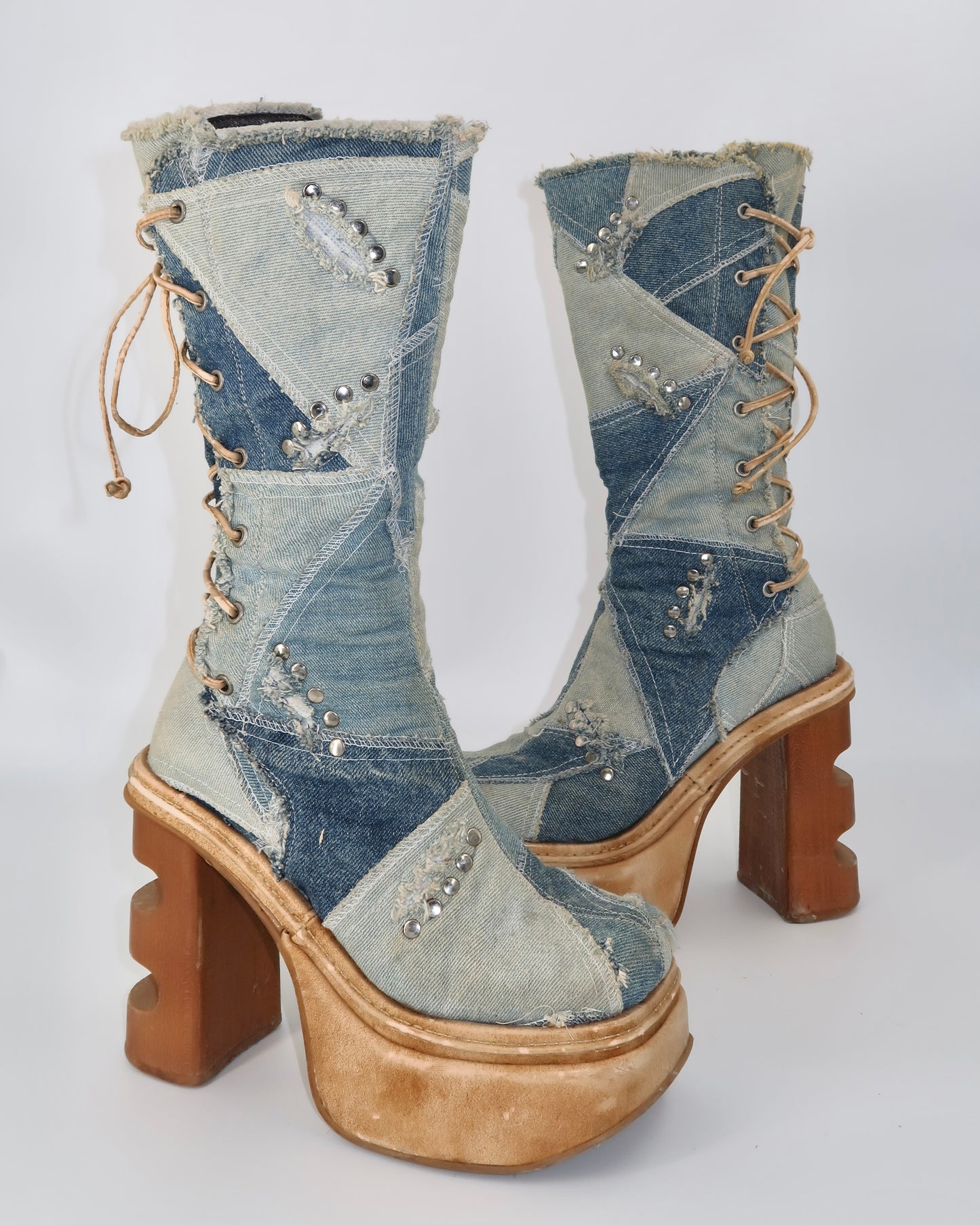 + Denim Platform Boots +