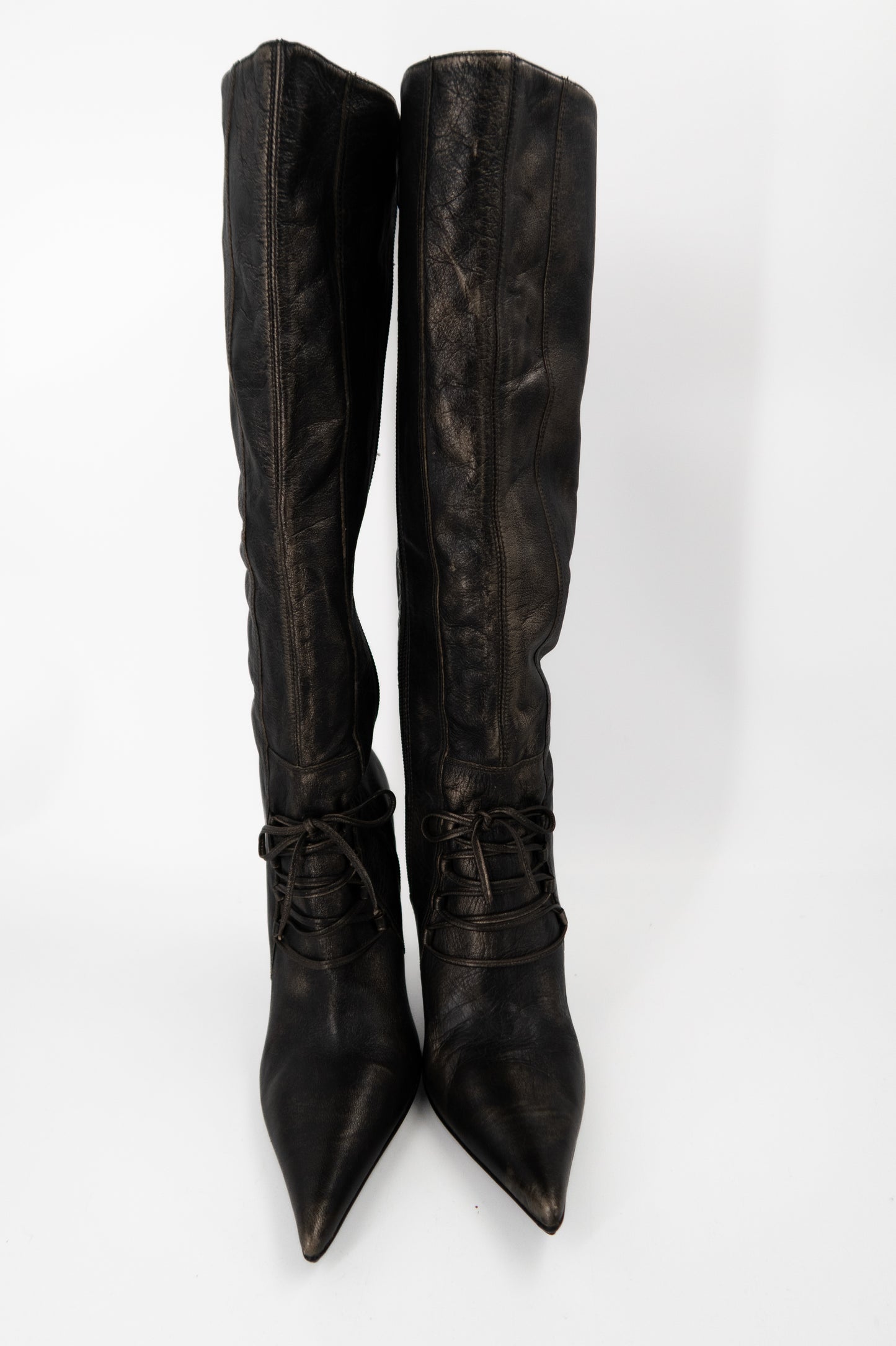 + Vintage bronze high heel boots +