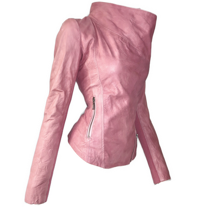 + Asymmetrical pink jacket +