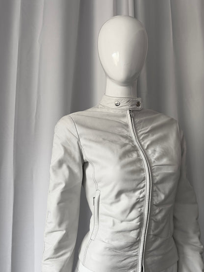 + Drapery leather white jacket +