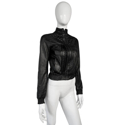 + Pleated leather jacket +